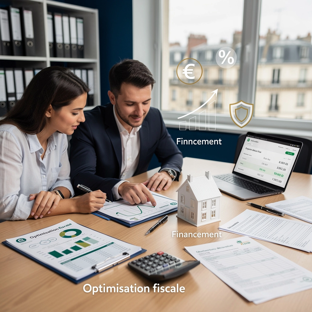 Un couple étudie leur dossier de financement immobilier